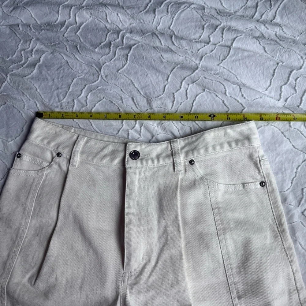 Derek Lam Long White Jean Shorts with Slit Side Detail